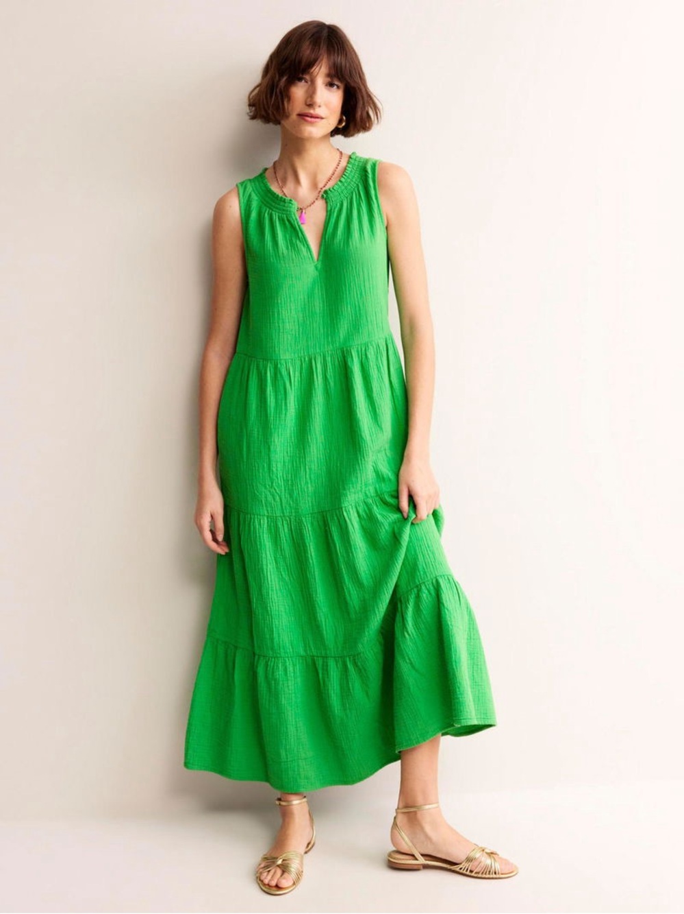 Boden Bright Green Sleeveless Maxi Dress